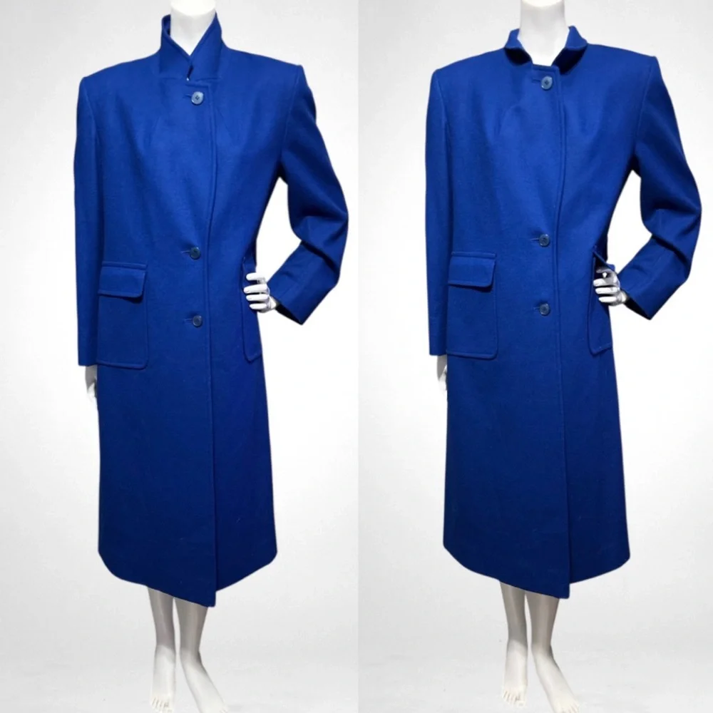 PENDLETON Pure Virgin Wool Single Breast Button Blue Trench Coat Medium Petite